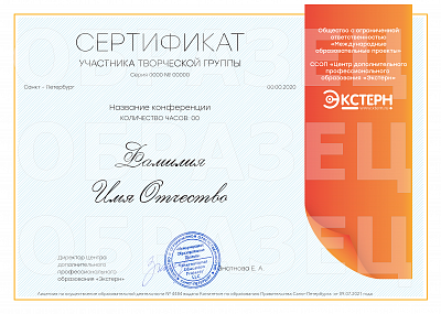 Сертификат участника творческой группы